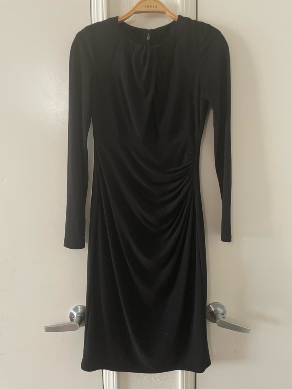 Lauren Ralph Lauren black midi dress front mesh detail